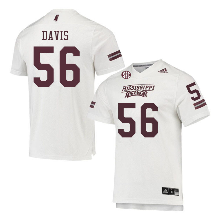 Men #56 Wesley Davis Mississippi State Bulldogs College Football Jerseys Sale-White